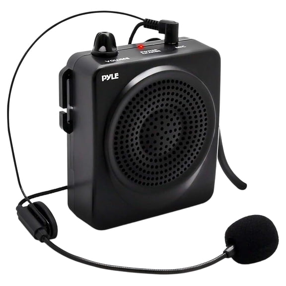 Pyle PWMA50B - Compact & Portable Waist-Band PA Speaker System | Voice Amplifier & Microphone Headset with Built-in Rechargeable Battery