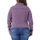 thumbnail image 3 of Chaquetas de mezclilla de mujer de tallas grandes Agnes Orinda, de manga larga, con bolsillos, 4X, morado, 3 of 7