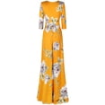 thumbnail image 2 of Bon Rosy, Women's, 3/4 Sleeve Mock Wrap Floral Maxi Dress Side Pocket, Mustard, S, 2 of 2