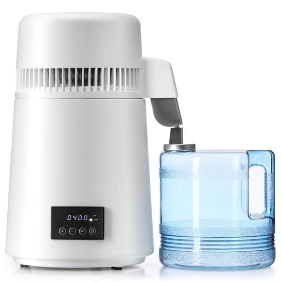 CO-Z Distillateur d'Eau 1,1 Gal, Machine à Eau Distillée avec Minuterie 0-99 H et Réservation, Machine à Eau Distillée 750 W pour la Purification de l'Eau Potable, Cou