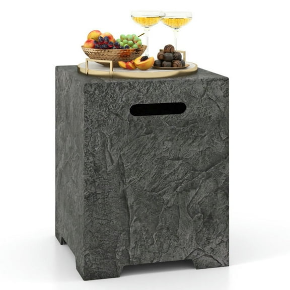 YYAo Outdoor Fire Pits, Fire Pits,50 000 BTU Fire Pit Table Set with Hideaway Tank Holder and Lava Rocks