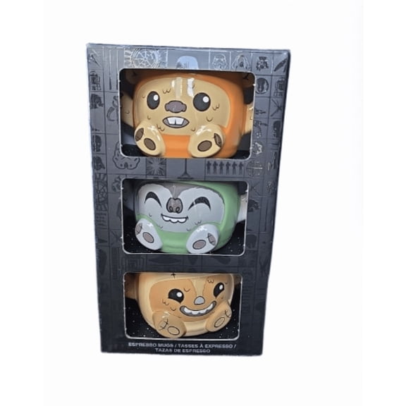 Disney Parks Star Wars Ewok Espresso Coffee Mug Set of 3 New with Box