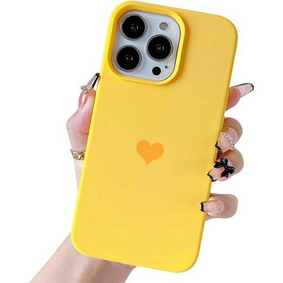 for iPhone 13 Pro Case for Women Girls Cute Design Soft Silicone Camera Protection Protective Lovely Heart Phone Case for iPhone 13 Pro 6.1" (Yellow Heart)