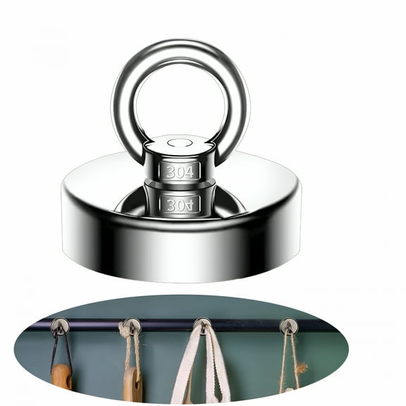TALENO Fishing Magnet 0-19kg Pulling Forces Strong Permanent Rare Earth Magnets Round Fishing Magnet for Kitchen Bedroom Magnetic Hang Items