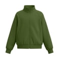 thumbnail image 4 of Mitankcoo Girls Full‑Zip Jacket Stand Collar Raglan Sleeve Sweatshirt Coat with Thumb Holes & Pockets Casual Loose Outerwear, 4 of 7