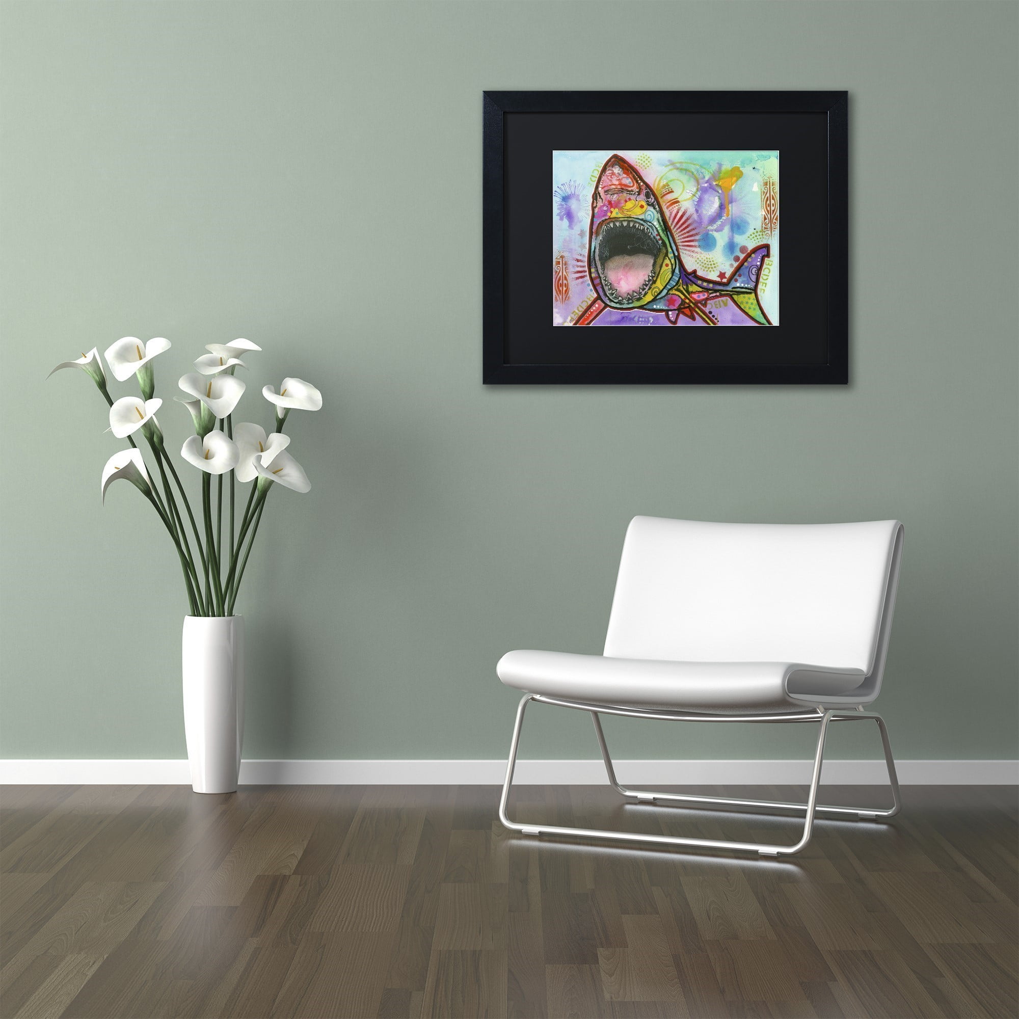 Trademark Fine Art "Shark 1" Canvas Art by Dean Russo, Black Matte, Black Frame