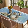 thumbnail image 3 of Blue Coastal Starfish Table Cloths for 5 Foot Rectangle Tables, Vintage Grey Nautical Coral Summer Patio Waterproof Elastic Fitted Tablecloths, Washable Rectangular Table Cover for Camping, 3 of 8