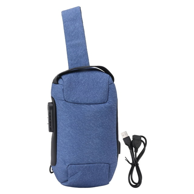 Bolso bandolera minimalista EDC pequeño, impermeable y resistente a arañazos, mochila de hombro minimalista, con cerradura de combinación antirrobo, bolso bandolera azul