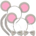 thumbnail image 1 of FELTECHELECTR 2 juegos de diadema con orejas de animal, pajarita de ratón y cola de ratón, accesorios para disfraz de actuación, 1 of 6