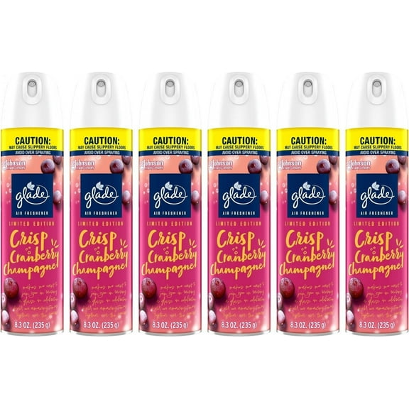 Glade Air Freshener Room Spray, Crisp Cranberry Champagne 8.3 Oz, 6 Count