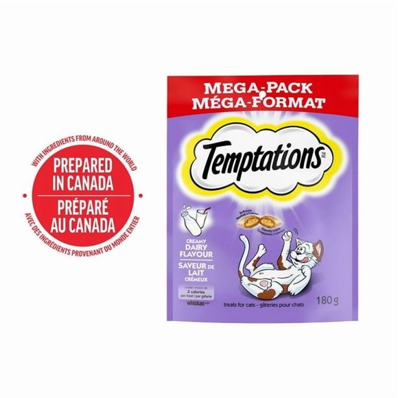 Temptations Creamy Dairy Flavour Soft & Crunchy Adult Cat Treats, 180g