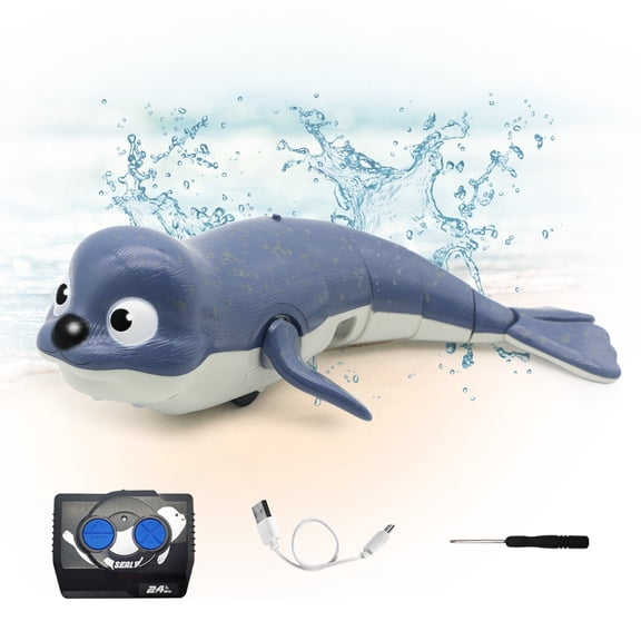 DEHEGP Remote Control Seal Pool Toy - Amphibious Swimming & Crawling RC Toy for Kids Ages 3-12
