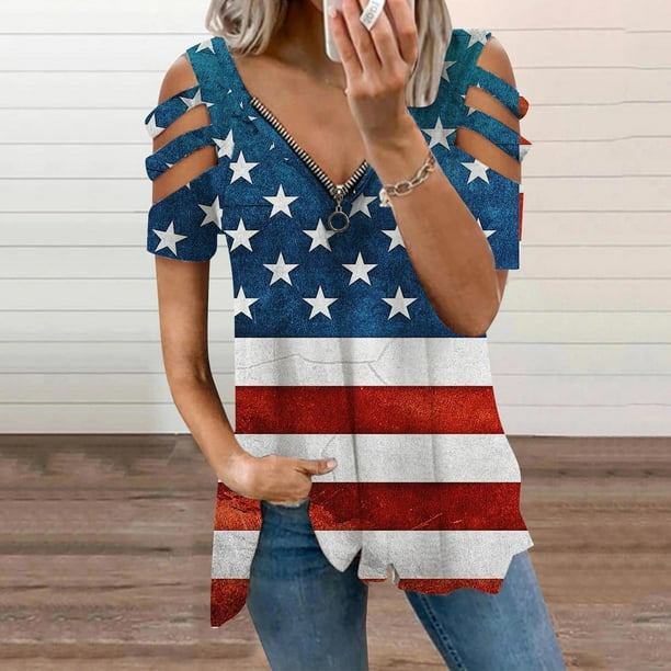 Womens Red White Blue Shirts