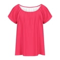 thumbnail image 4 of Yuyuzo Hauts Grande Taille pour Femmes, T-Shirts d'Été Décontractés à Manches Bouffantes, Col Rond, Blouses Amples, 4 of 6