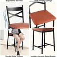 thumbnail image 2 of Historyli Taburetes de bar (2 unidades), 66 cm de altura, asiento tapizado en PU con respaldo y reposapiés en forma de X para cocina, color marrón., 2 of 6