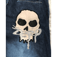 thumbnail image 2 of Pantalones de pierna ancha y recta con estampado de calavera y personalidad de estilo nuevo americano, pantalones de mezclilla lavados de cintura alta y holgados estilo Harajuku Y2K, 2 of 4