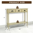 thumbnail image 3 of Urbanest Burlington Solid Wood Console Table with 3 Drawers & Lower Shelf – Entryway Table, Hallway Sofa Table, Narrow Accent Table for Living Room – 39.5″ × 9.5″ × 32″ – Beige Farmhouse Decor, 3 of 7