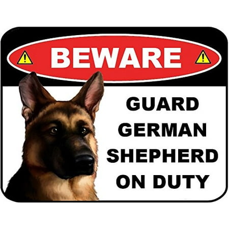 Beware Guard German Shepherd on Duty (v1) 9 inch x 11.5 inch Laminated ...