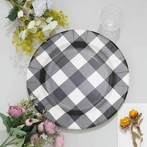 Balsa Circle 10 Round 13" Black Disposable Paper Charger Plates Buffalo Plaid Wedding Party Tableware Supplies