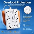 thumbnail image 5 of BOHASHIN 10FT Flat Plug Power Strip Surge Protector, 11 AC Outlets with 4 USB & 2 USB-C Ports, 1250W/10A Extension Cord, Overload Protection, Wall Mount for Home Office Dorm(White)), 5 of 9