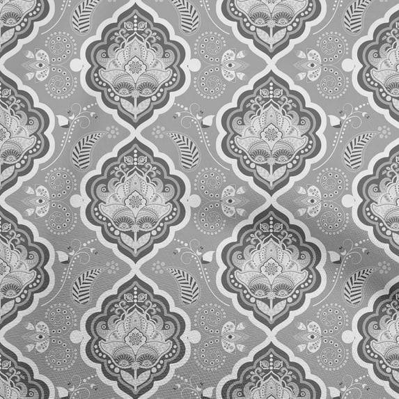 oneOone Velvet Gray Fabric Asian Ornamental Craft Projects Decor Fabric Printed By The Yard 58 Inch Wide