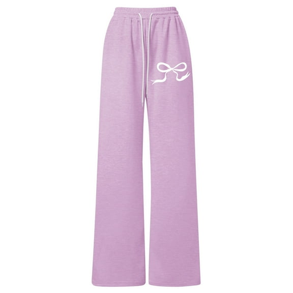 XEGLSBU Girls Sweatpants Size 10-12 Bow Girls Bow Drawstring Pants Lightweight Straight Leg Athletic Casual Comfortable Soft Joggers for Play and Relaxation Purple Size 10-11 Years