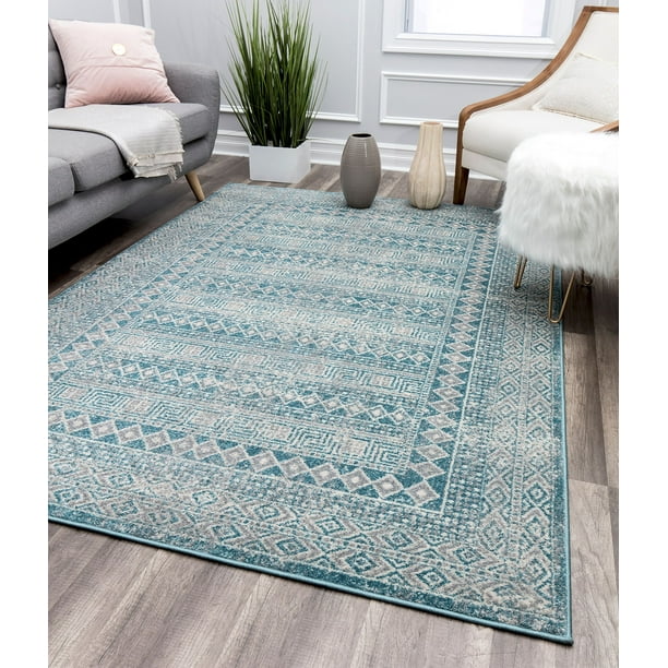 Rugs America Hailey Collection Maiden, Blue Transitional Area Rugs