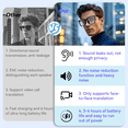 thumbnail image 2 of ZYQEEE AI Smart Glasses, Bluetooth Smart Translation Glasses with 115 Language, with Magnetic Lens,AI Chat,Voice & Video Conversation Translation, Real-Time Voice Translator Sunglasses for Men Women, 2 of 9