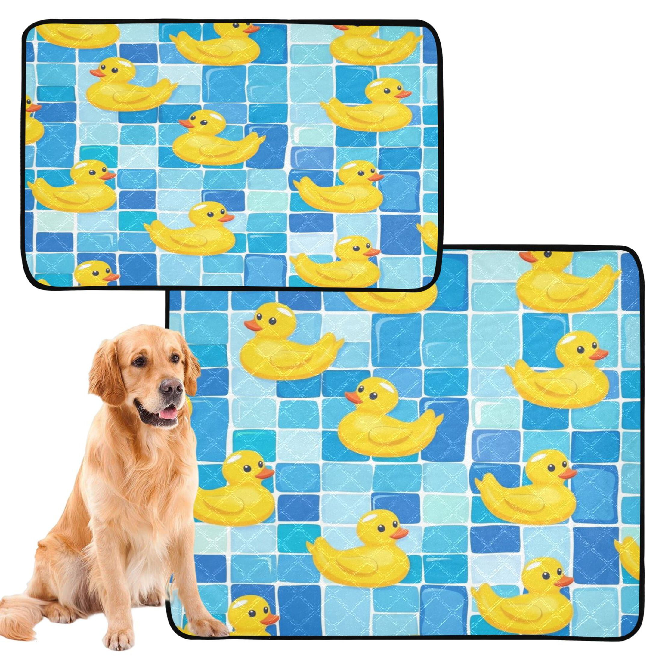 Qxltty Tile Yellow Duck Cat litter Pads Pet Set of 3 Diaper Mats Center Anti-leakage Layer Absorbent Soft and Comfortable