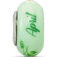 thumbnail image 4 of Sterling Silver Ster.Silver Reflections Hand Painted Daisies April Fenton Glass Bead (14.7 X 14.7) Made In United States qrs3913apr, 4 of 6
