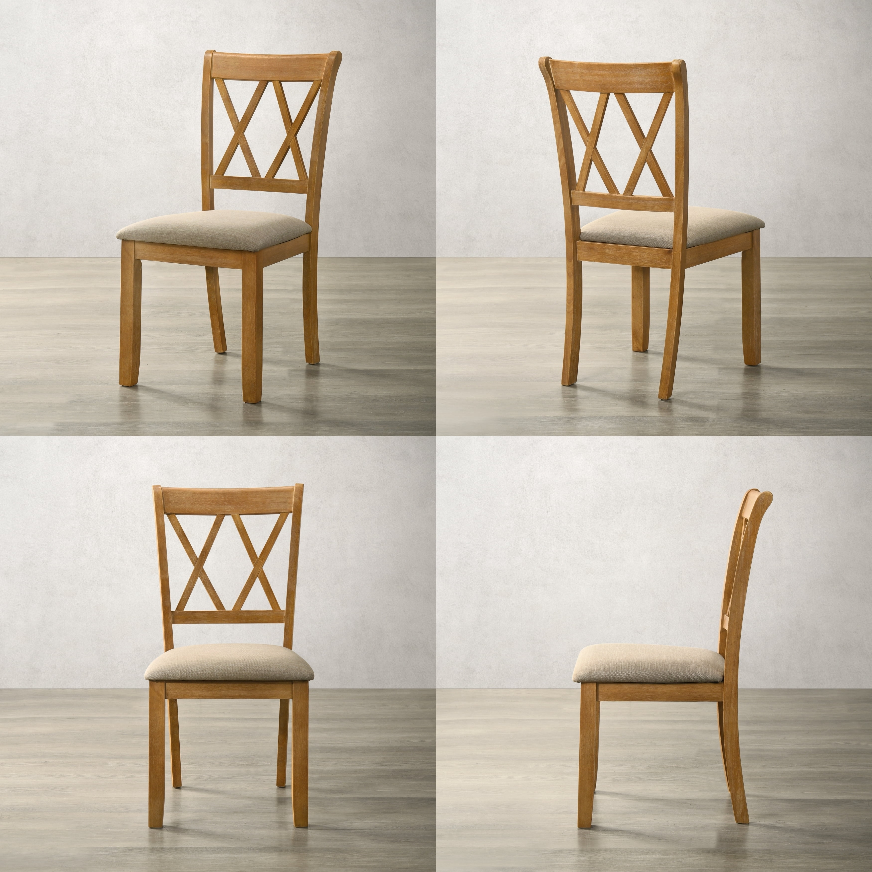 Roundhill Furniture Windvale Dining Chair, Set of 2, Cottage Oak