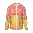 thumbnail image 2 of Uemuo Pink Ice Cream Pattern Women's Full Zip UPF 50+ Sun Protection Hoodie Jacket Long Sleeve Sun Shirt Hiking Outdoor Performance with Pockets-3X-Large, 2 of 9