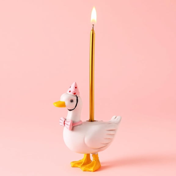 Silly Goose Cake Candle Holders with Birthday One Party Supplies Mini Cute Topper Stand Candlestick for Kids Baby Shower Celebration, 3.15 Inch(Goose,Pink)