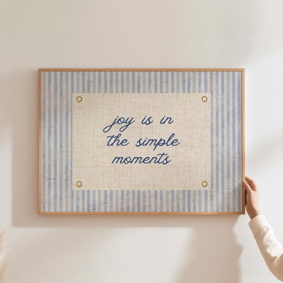Joy Is In The Simple Moments Poster Trendy Aestheticnavy Blue Typography Poster Positive Wall Art Vintage Aesthetic Home Decor, 8x12 UNFRAMED