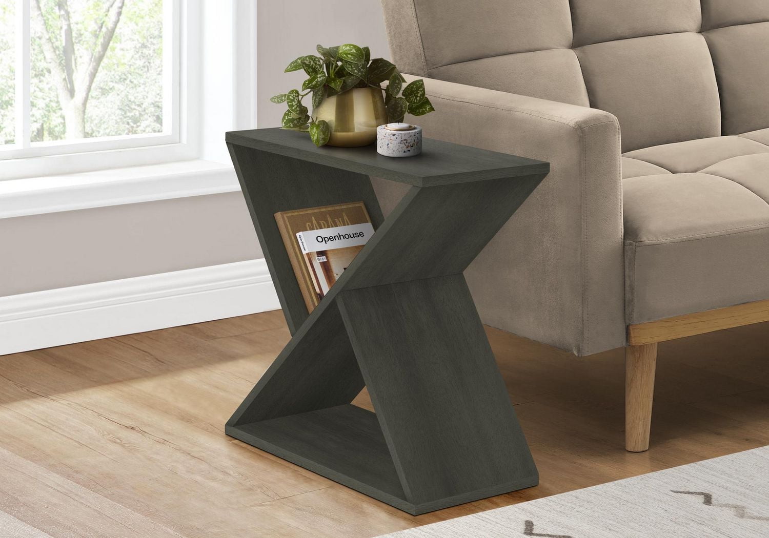 Monarch Specialties Accent Table, Side, End, Nightstand, Narrow, Small, Bedroom, Living Room, Lamp, Dark Green Veneer, Contemporary