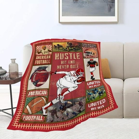 Football Blanket Football Gifts Throw Blankets Cozy Fleece Flannel Blanket Soft Warm Plush Lightweight Rugby Football Bedding for Player Men Women Boys Girls Adults Teens for Couch Sofa Bed 40"X50"