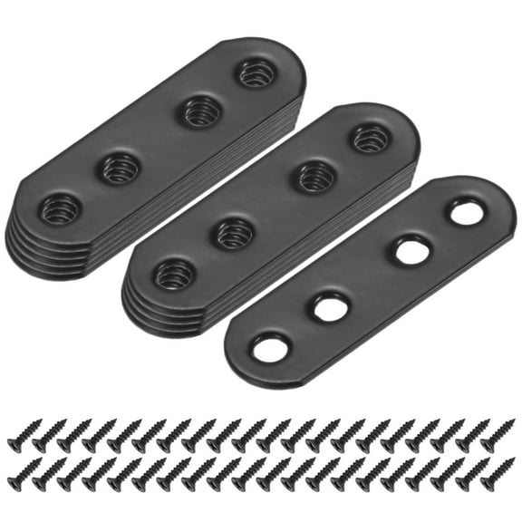 10-Pack Flat Straight Brackets, 2.17 x 0.71 Inch Flat Bracket Mending for Wood Furniture/ Timber PC Case Holder, Plate Furniture Brace [Black]