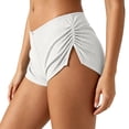 thumbnail image 5 of AHTJRT Micro Mini Pajama Shorts for Women Cute Low Rise Striped Knit Side Slit Ruched Lounge Shorts Summer Pjs Bottoms White L, 5 of 6