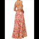 thumbnail image 2 of Vestido de Verano con Estampado Floral para Mujer, con Tirantes Finos, Aberturas y Lazo en la Parte Delantera, Holgado, Estilo Bohemio. Naranja Rosa S, 2 of 5