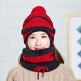 thumbnail image 5 of Clearance! Hassda Womens Winter Hat 3PCS Womens Winter Scarf Set Thickend Knitted Hat Scarf Face Cover Outdoor Winter Hats for Women Knit Hats for Women Red, 5 of 6