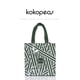 thumbnail image 2 of Bolso de compras de PVC con rayas verdes para mujer, bolso de hombro elegante y reutilizable, bolso de mano informal para el trabajo, 2 of 5