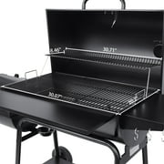Royal Gourmet 36 Charcoal Barrel Grill with Offset Smoker, Adjustable Grates and Thermometer