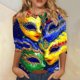 thumbnail image 1 of RKSTN Mardi Gras 3/4 Sleeve T Shirts for Women Top Oversized Crewneck Carnival Mask Print 3/4 Length Sleeve Shirt Womens Casual Round Neck Mask Tuesday Carnival Party Three Quarter Sleeve Tee Shirt, 1 of 5