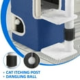 thumbnail image 5 of Dextrus Modern Cat Cube Condo, 2-Tier Indoor Cat House,Cat Tunnels with Scratch Pad and Hideaway Cube, 17.7"L x 13.7"W x 24.8"H,Cactus,Blue, 5 of 6