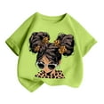 thumbnail image 3 of Curuila Kid Girls Tops Cartoon Print Crew Neck Short Sleeve Tee Summer Casual Loose T Shirt Light Green Size 4-6 Years, 3 of 5