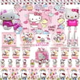 thumbnail image 2 of Decoración para fiesta de cumpleaños de Hello Kitty, vajilla desechable de Kitty rosa, mantel, vaso, plato, globos, regalos para niñas, suministros para fiestas, 2 of 5