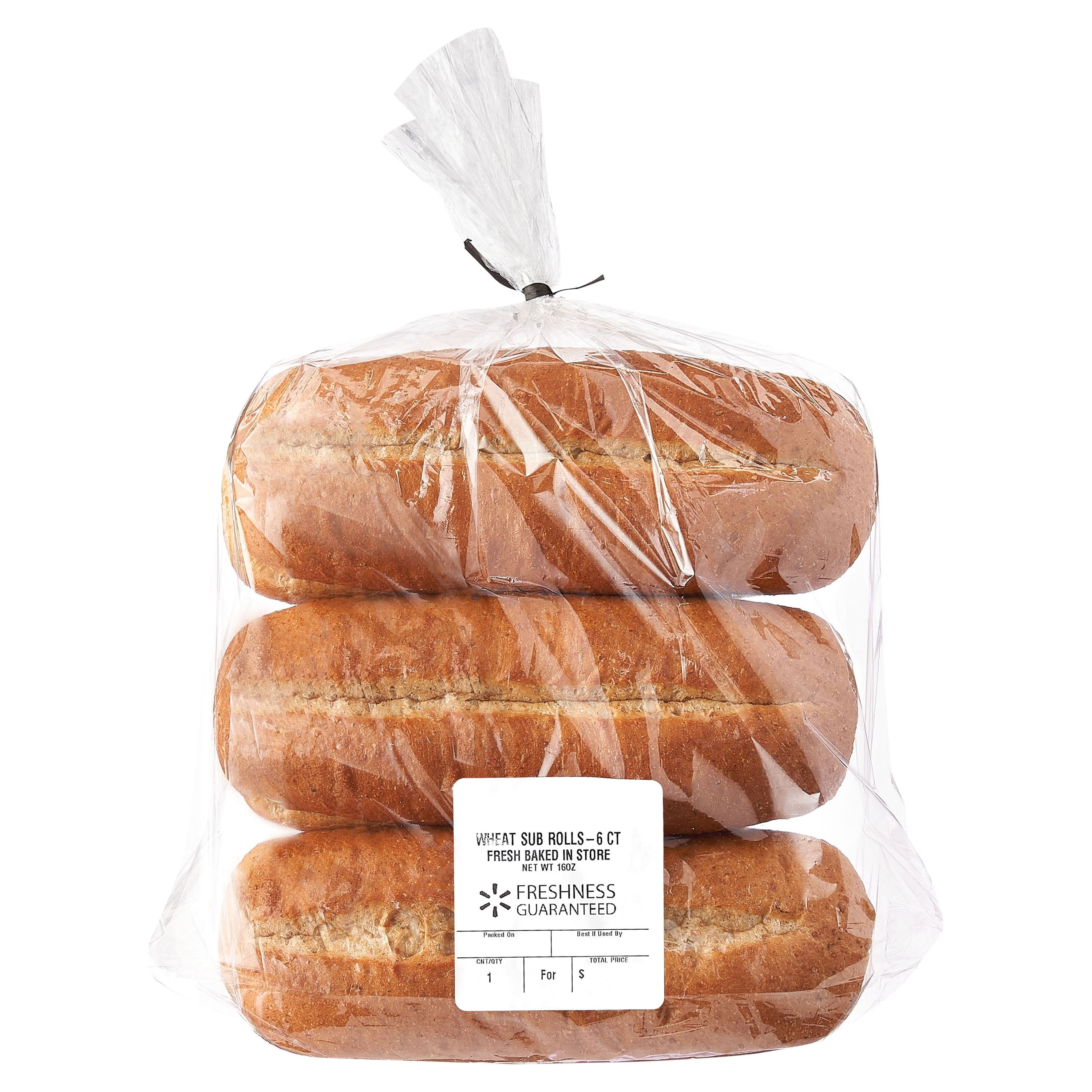 Freshness Guaranteed Wheat Sub Bakery Bread Rolls, 16 oz, 6 Count