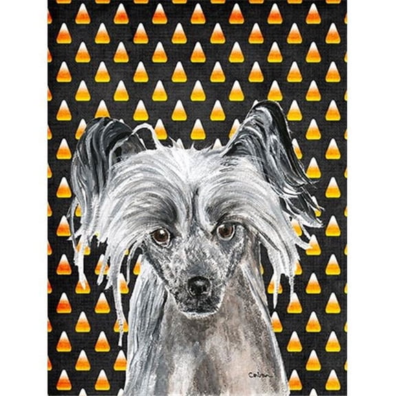 Chinese Crested Halloween Candy Corn Flag Garden Size