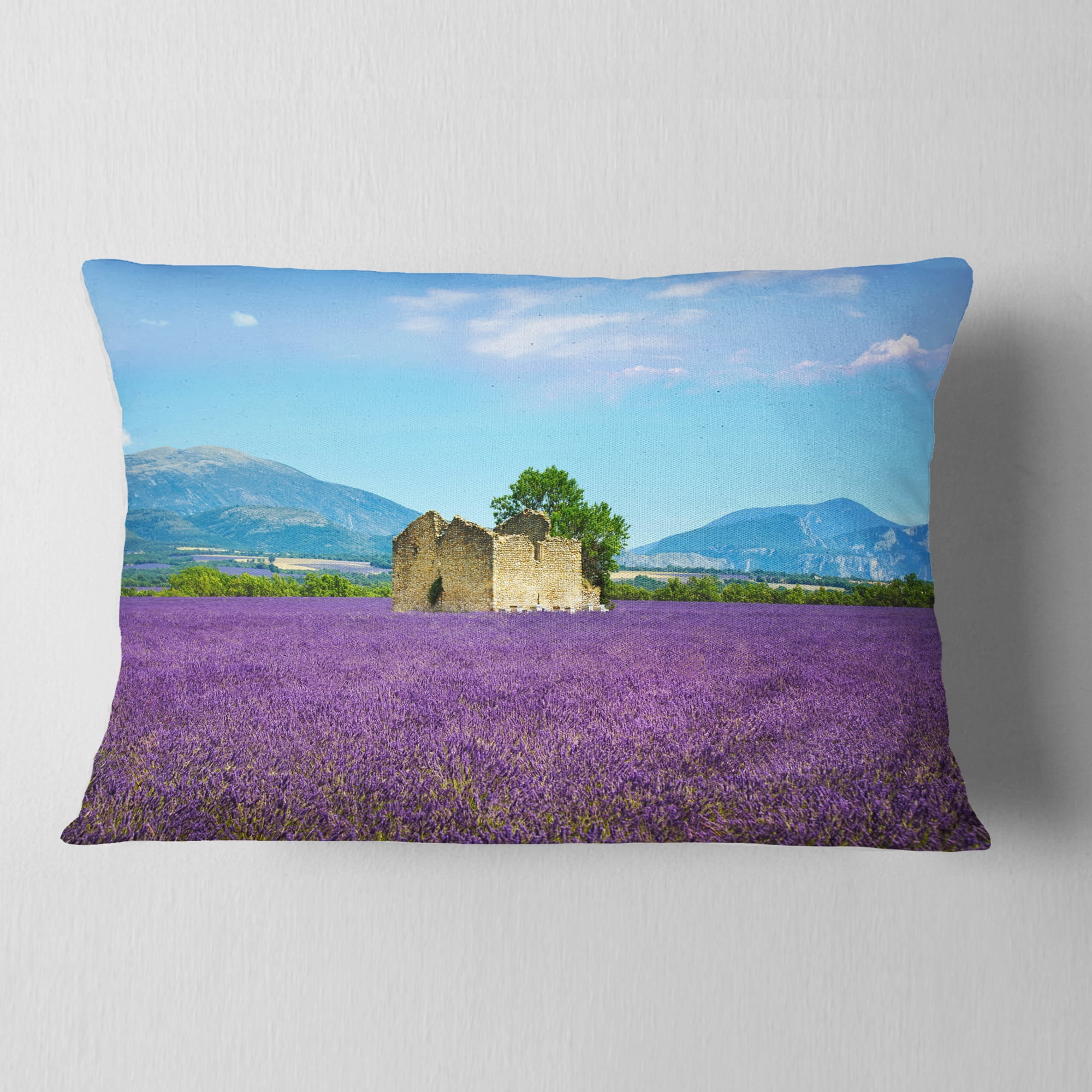 Designart 12" x 20" Blue Polyester Throw Pillow