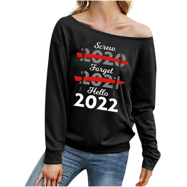 Tops cómodos con estampado navideño de manga larga con un hombro para mujer Fridja FKASFK3553
